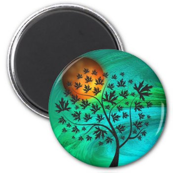 Autumn Tree And Harvest Moon Magnet by MHDesignStudio at Zazzle