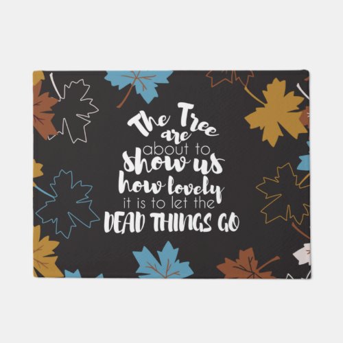 Autumn tree and leaves quotes design B Doormat