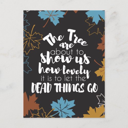 Autumn tree and leaves quotes design B Postcard