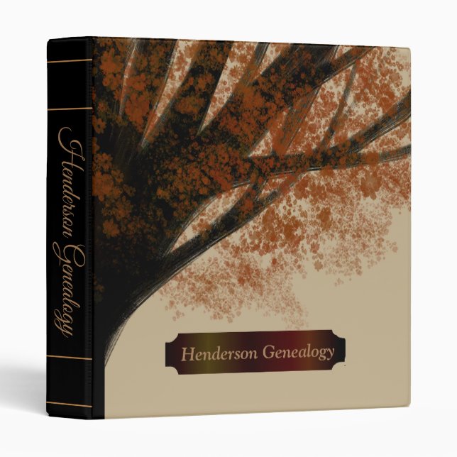 Autumn Tree Black And Brown Genealogy 3 Ring Binder (Front/Spine)