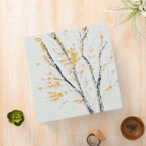 Autumn Tree Branches with Yellow Fall Leaves 3 Ring Binder