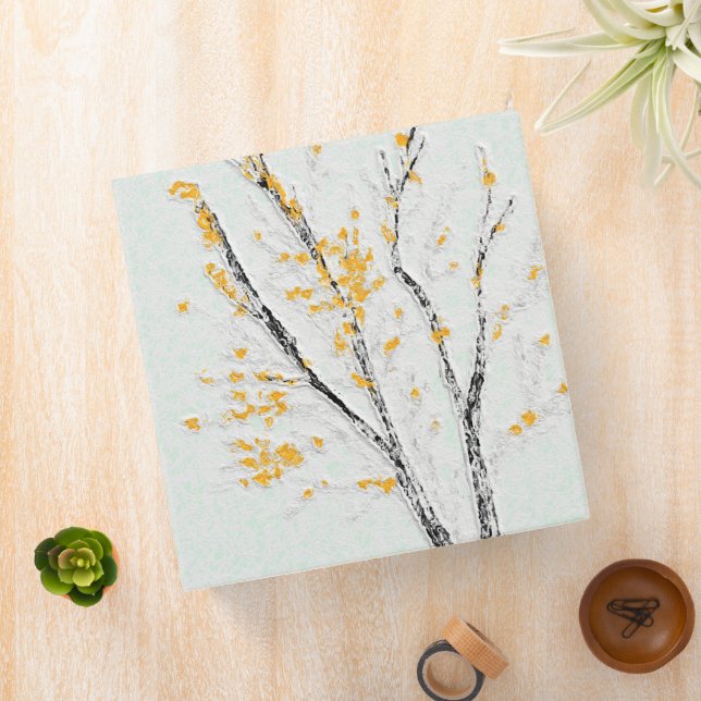 Autumn Tree Branches with Yellow Fall Leaves 3 Ring Binder (In Situ)