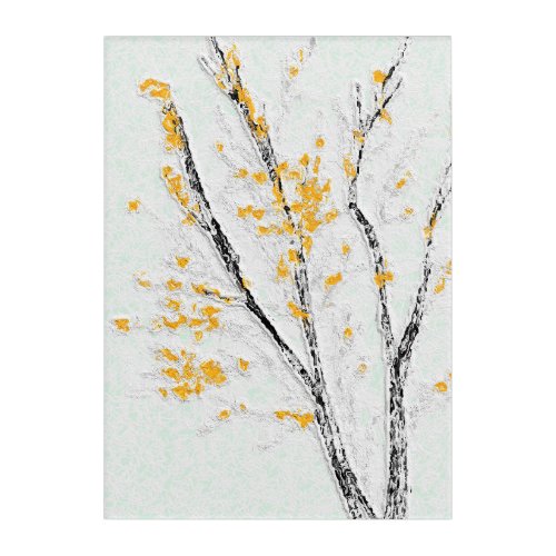Autumn Tree Branches with Yellow Fall Leaves Acrylic Print