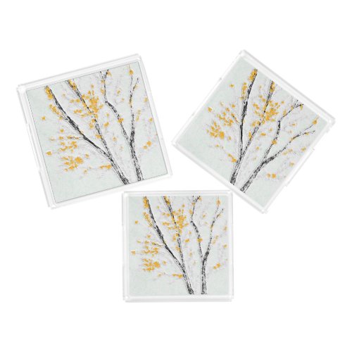 Autumn Tree Branches with Yellow Fall Leaves Acrylic Tray