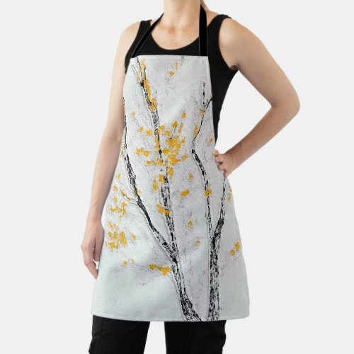 Autumn Tree Branches with Yellow Fall Leaves Apron