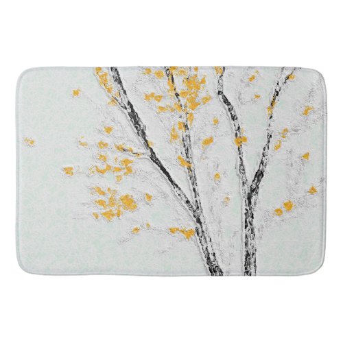 Autumn Tree Branches with Yellow Fall Leaves Bath Mat