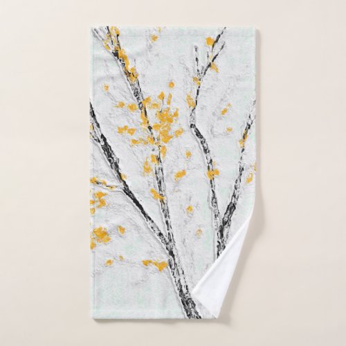 Autumn Tree Branches with Yellow Fall Leaves Bath Towel Set