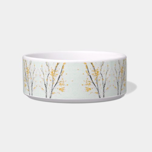 Autumn Tree Branches with Yellow Fall Leaves Bowl