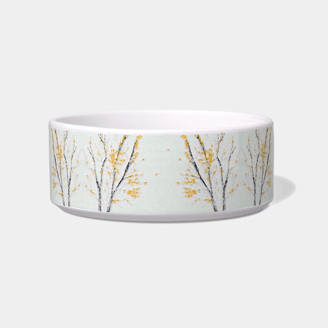Autumn Tree Branches with Yellow Fall Leaves Bowl (Front)