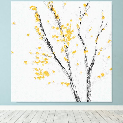Autumn Tree Branches with Yellow Fall Leaves Canvas Print
