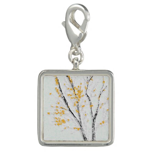 Autumn Tree Branches with Yellow Fall Leaves Charm