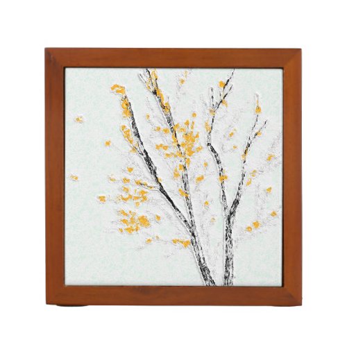 Autumn Tree Branches with Yellow Fall Leaves Desk Organizer