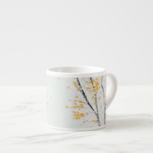 Autumn Tree Branches with Yellow Fall Leaves Espresso Cup