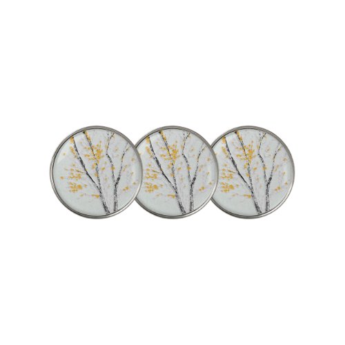 Autumn Tree Branches with Yellow Fall Leaves Golf Ball Marker