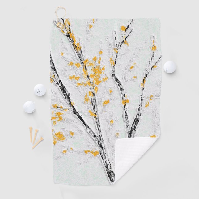 Autumn Tree Branches with Yellow Fall Leaves Golf Towel (InSitu)