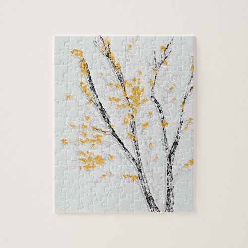 Autumn Tree Branches with Yellow Fall Leaves Jigsaw Puzzle