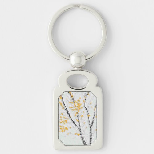 Autumn Tree Branches with Yellow Fall Leaves Keychain