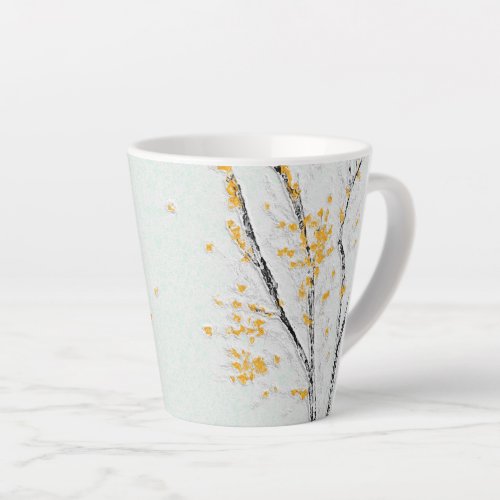 Autumn Tree Branches with Yellow Fall Leaves Latte Mug