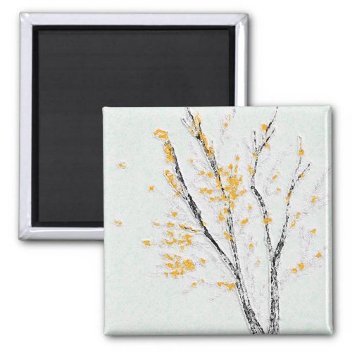 Autumn Tree Branches with Yellow Fall Leaves Magnet