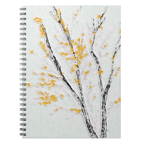 Autumn Tree Branches with Yellow Fall Leaves Notebook