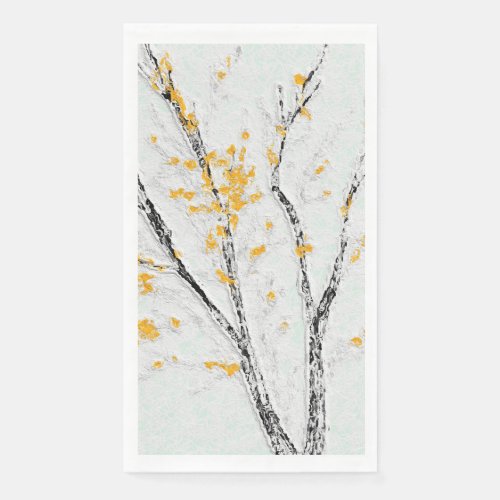 Autumn Tree Branches with Yellow Fall Leaves Paper Guest Towels