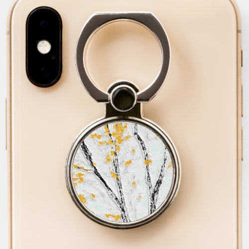 Autumn Tree Branches with Yellow Fall Leaves Phone Ring Stand