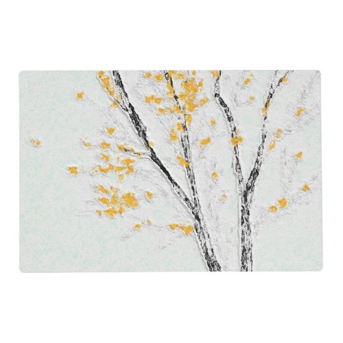 Autumn Tree Branches with Yellow Fall Leaves Placemat