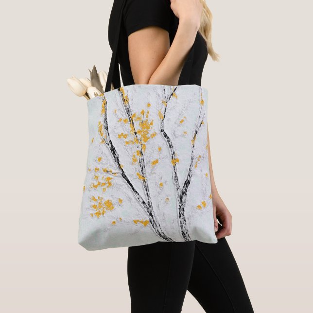 Autumn Tree Branches with Yellow Fall Leaves Tote Bag (Close Up)