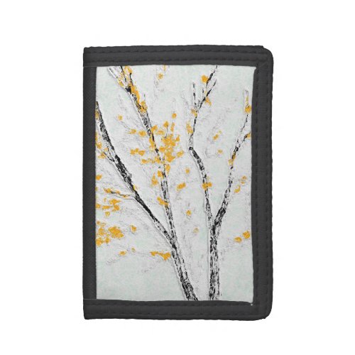 Autumn Tree Branches with Yellow Fall Leaves Trifold Wallet