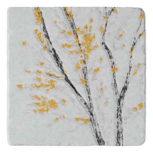 Autumn Tree Branches with Yellow Fall Leaves Trivet