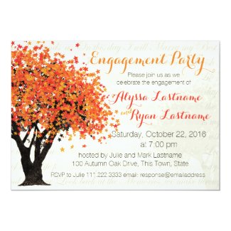 Autumn Tree Engagement Party Card