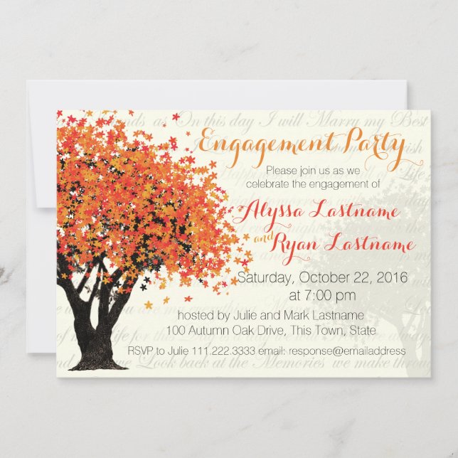 Autumn Tree Engagement Party Invitation (Front)