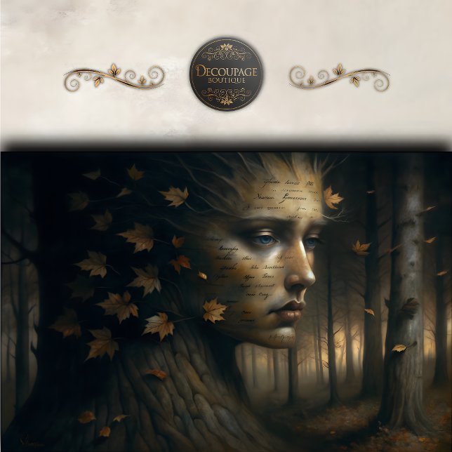 Autumn Tree Face Surreal Decoupage Tissue Paper (Autumn Tree Face Surreal Decoupage Tissue Paper)