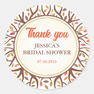 Autumn Tree Falling Leaves Fall Bridal Shower Classic Round Sticker