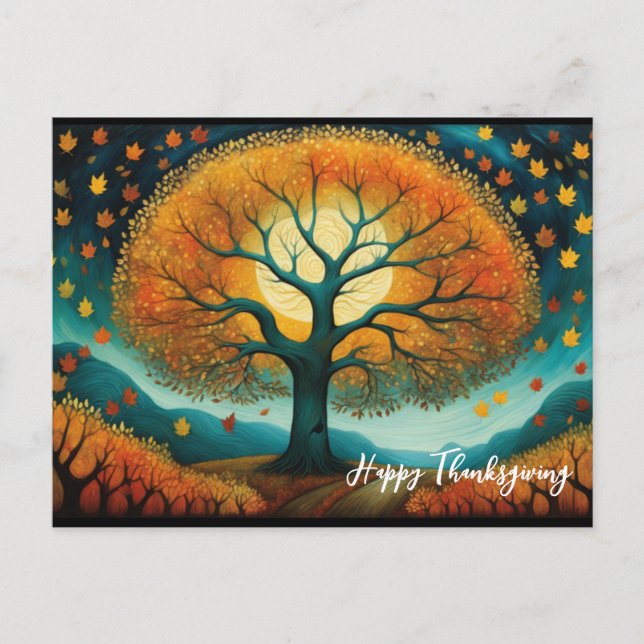 Autumn Tree Fine Art Holiday Fall Thanksgiving Postcard (Front)