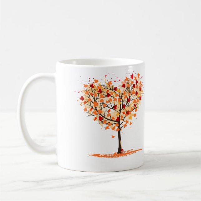 Autumn Tree Heart, tree mug, autumn leaves Coffee Mug (Left)