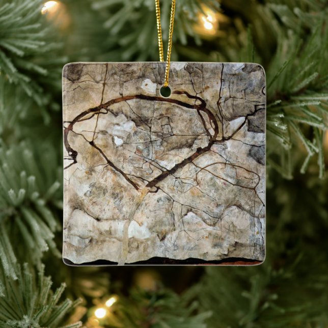 Autumn Tree in Movement by Egon Schiele Ceramic Ornament (Tree)
