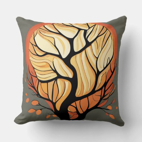 Autumn tree in the most beautiful view throw pillow
