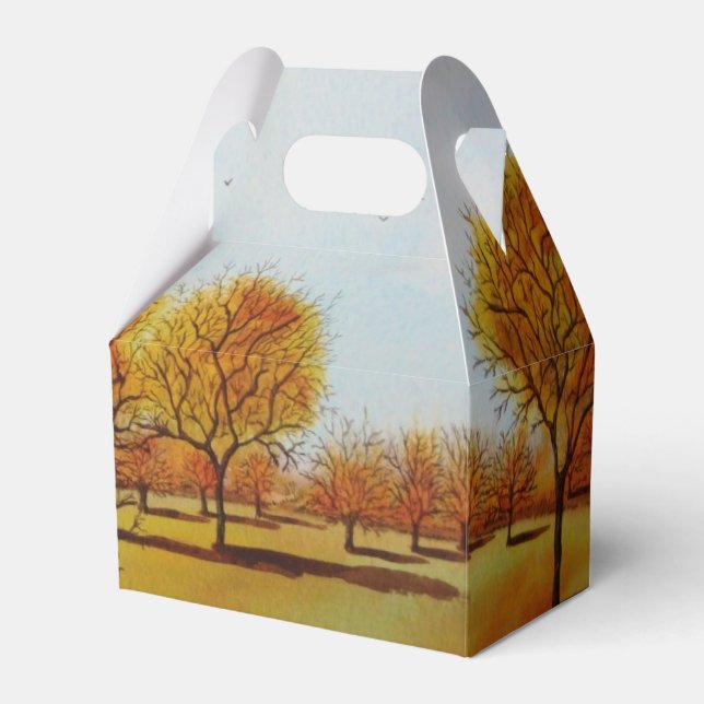 Autumn tree landscape scenic art painting favor boxes (Front Side)