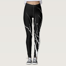 Autumn Tree Leggings White on Black