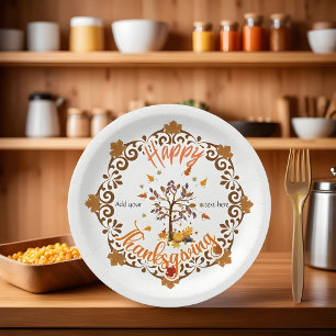 Autumn Tree Mandala Fall Foliage & Thanksgiving Paper Plates