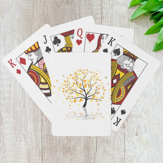 Autumn Tree of Life with Falling Gold Leaves Poker Cards (Creator Uploaded)