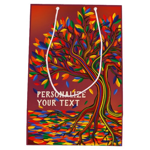 Autumn Tree Personalized Thanksgiving Party Medium Gift Bag