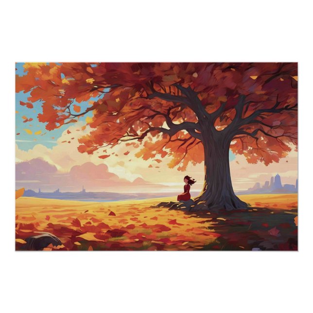 Autumn Tree Prayer Girl Poster (Front)