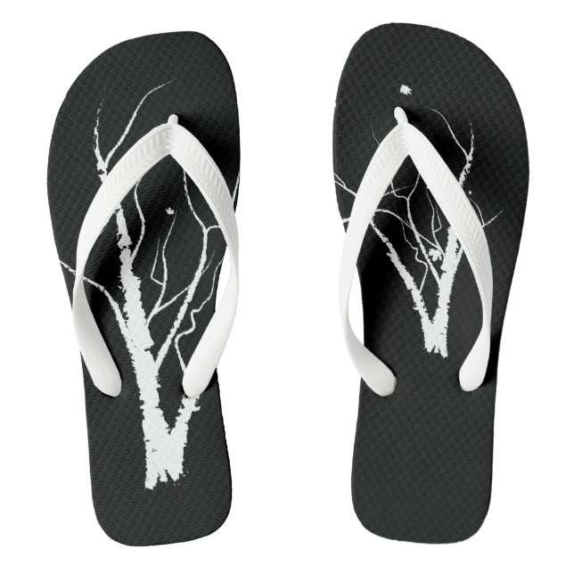 Autumn Tree Sandals Black and White (Footbed)