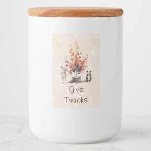 Autumn Tree Woodland Creatures Give Thanks Food Label