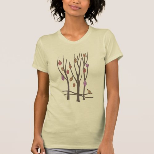 Autumn trees and leaves fall purple pinks t_shirt
