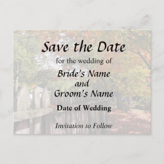 Autumn Trees and Picket Fence Announcement Postcard