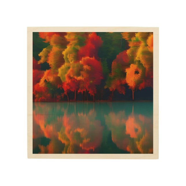 Autumn Trees and River Wood Wall Art (Front)