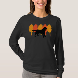 Autumn Trees Black Labrador Silhouette T-Shirt